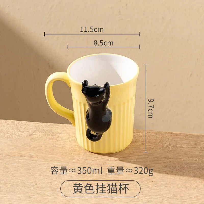 Cartoon Cute Cat Ceramic Mug Creative Office Water Cup Home Breakfast Milk Cup Couple Afternoon Tea Coffee Cup Friend Gift