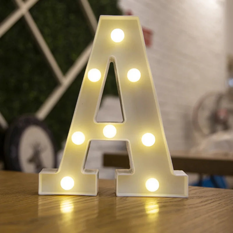 Alphabet Letter LED Lights Luminous Number Lamp Battery Warm Night Light for home Wedding Birthday Christmas party Decoration