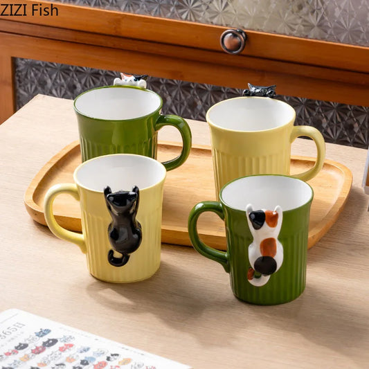 Cartoon Cute Cat Ceramic Mug Creative Office Water Cup Home Breakfast Milk Cup Couple Afternoon Tea Coffee Cup Friend Gift