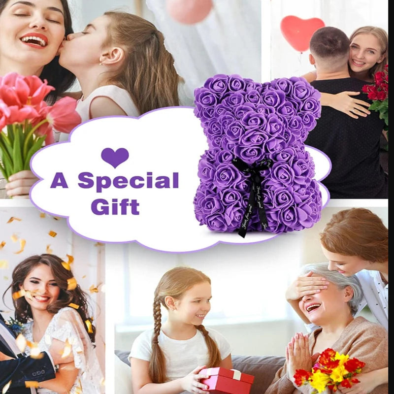 1pc Artificial Rose Bear Flower a Gift for Women Christmas Valentine's Day Birthday Anniversary