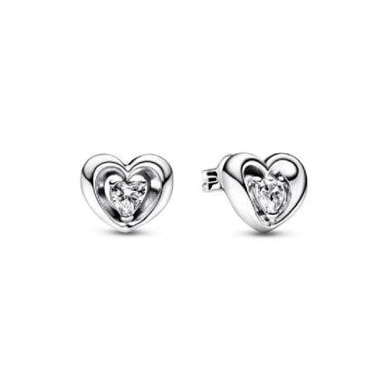 White Series Clear Stone Heart Clip Charm Fit Original 925 Sterling Silver Plated Bracelet Beads DIY Women Jewelry Gift Making