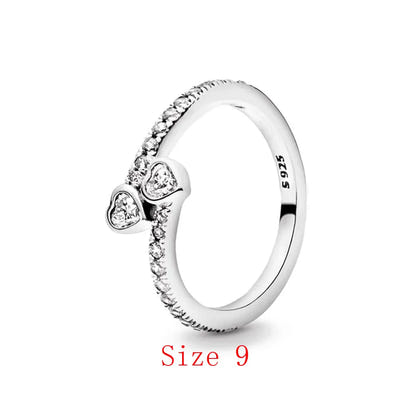 White Series Clear Stone Heart Clip Charm Fit Original 925 Sterling Silver Plated Bracelet Beads DIY Women Jewelry Gift Making