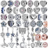 Original Breloque Charms Silver 925 Sparkling CZ Zircon Charm Beads fit plata de ley Original Bracelet DIY
