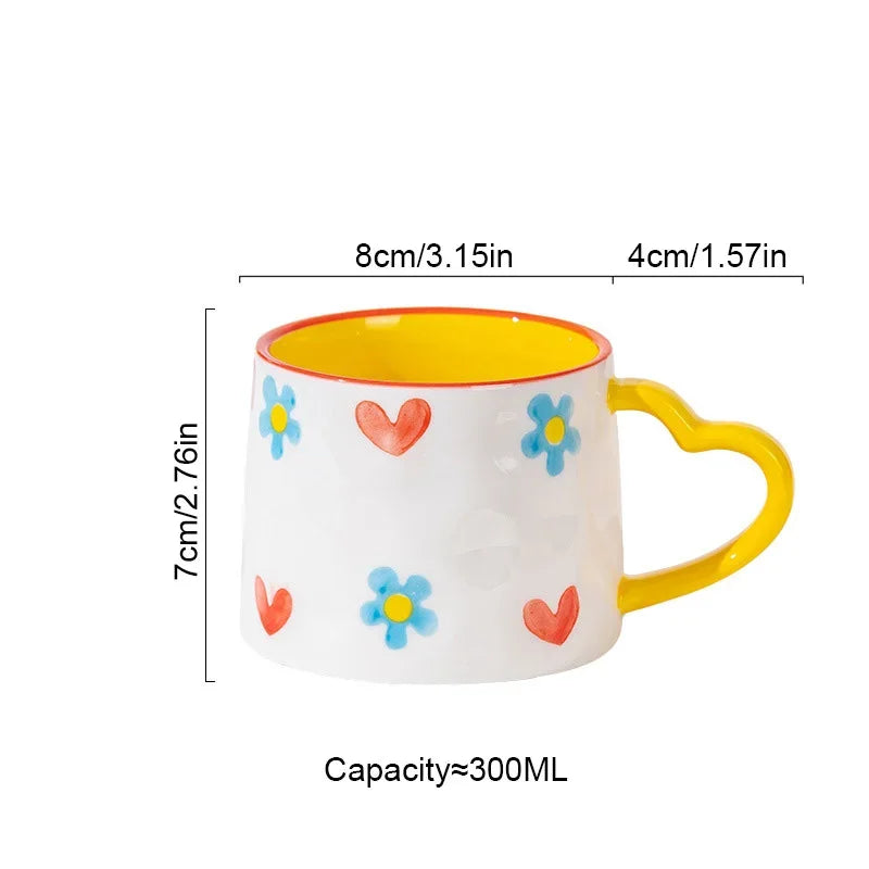 300ml Cute Ceramic Mug Creative Hand Made Coffee Cup Couples Cup Breakfast Milk Tea Mug Mother's Day Gift Wedding Gift