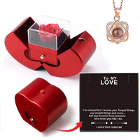 Dropshipping Christmas Gift Red Apple Jewelry Box Necklace Eternal Rose for Girl Mother's Day New Year Valentine's Day Gifts
