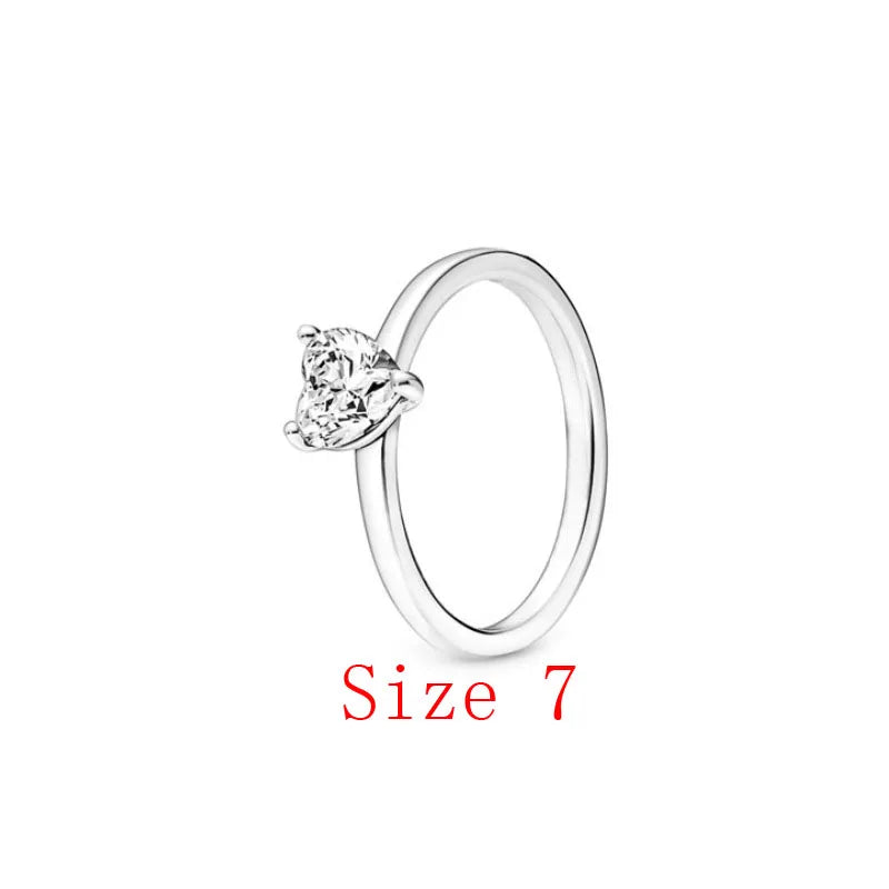 White Series Clear Stone Heart Clip Charm Fit Original 925 Sterling Silver Plated Bracelet Beads DIY Women Jewelry Gift Making