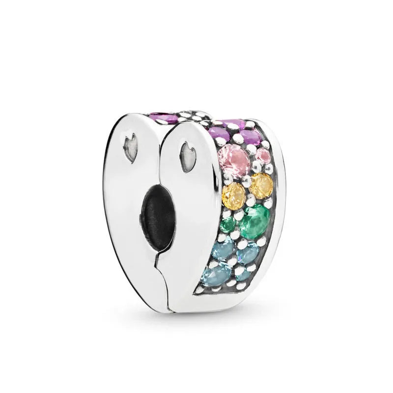 New Classic Shiny Love Stars Clip Beads Pendant Fit Original Pandora Bracelet DIY Jewelry Clasp Charm 925 Sterling Silver plated