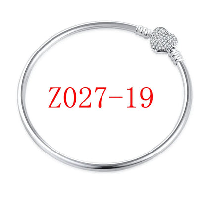 White Series Clear Stone Heart Clip Charm Fit Original 925 Sterling Silver Plated Bracelet Beads DIY Women Jewelry Gift Making