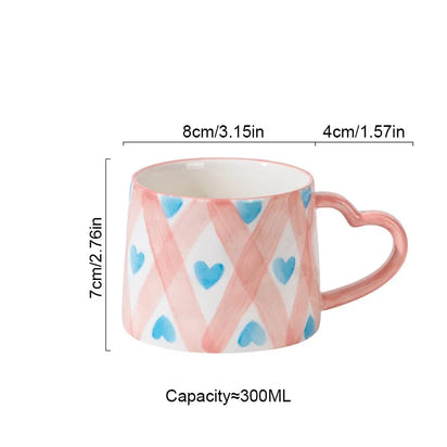 300ml Cute Ceramic Mug Creative Hand Made Coffee Cup Couples Cup Breakfast Milk Tea Mug Mother's Day Gift Wedding Gift